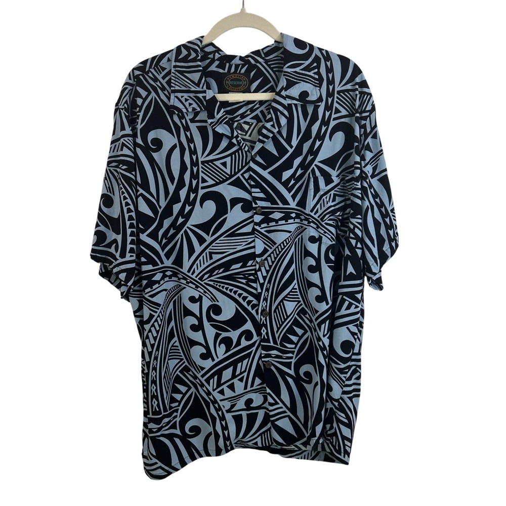 Hawaiian Reserve Collection Men XL Blue Button Up Short Sleeves Shirt
